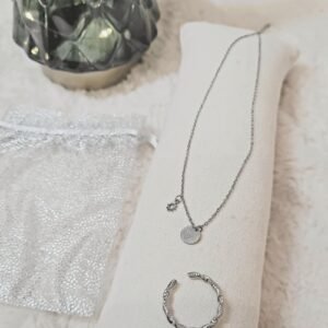 Parure Argentée étoile Collier Bague Nakupenda